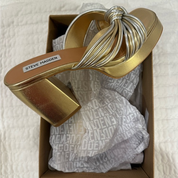 Steve Madden Gold and Silver Platform Heels - Picture 2 of 5